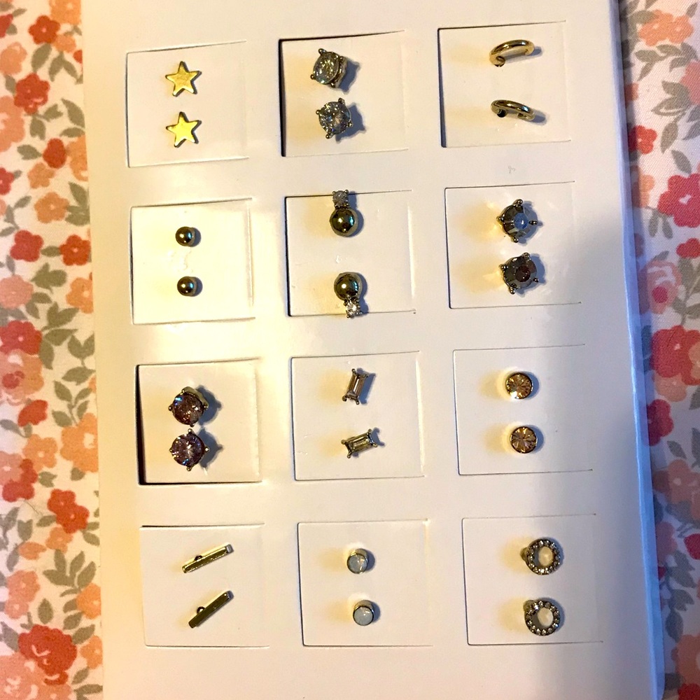 Set of 12 post-back earring, NWT, LOFT